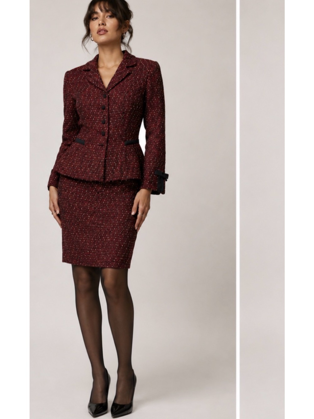 Maggy London VTG Dark Academia Burgundy Two-Piece Formal Suit